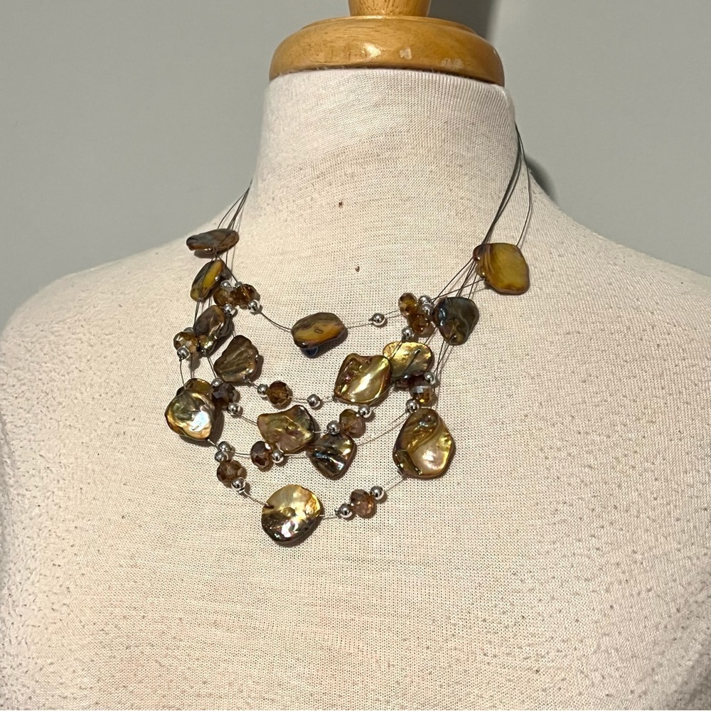 NEW NWT Opalescent Silver Double Strand Necklace Jewelry